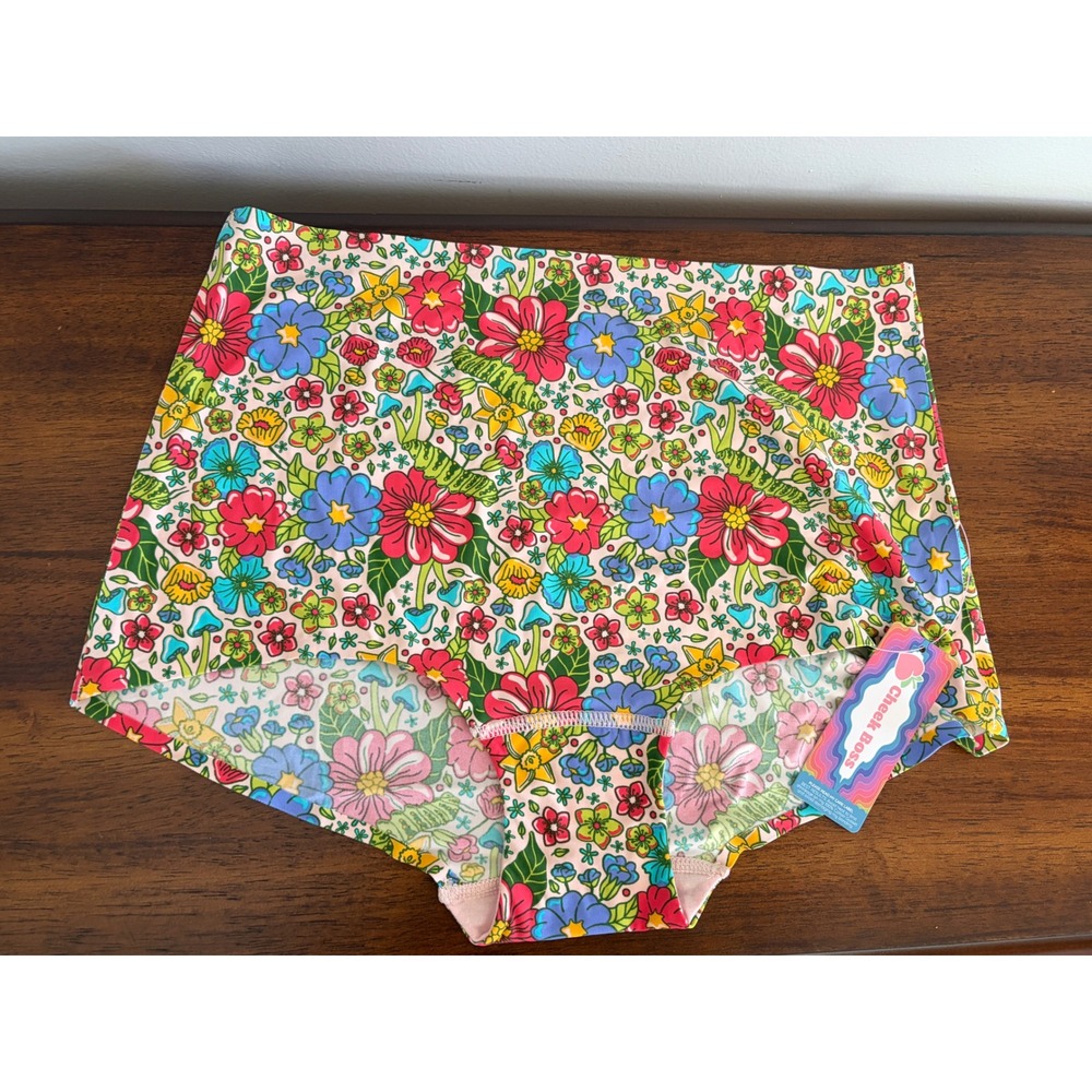 Cheek‎ Boss Blooming Flowers high-waisted underwear retro-inspired floral size L